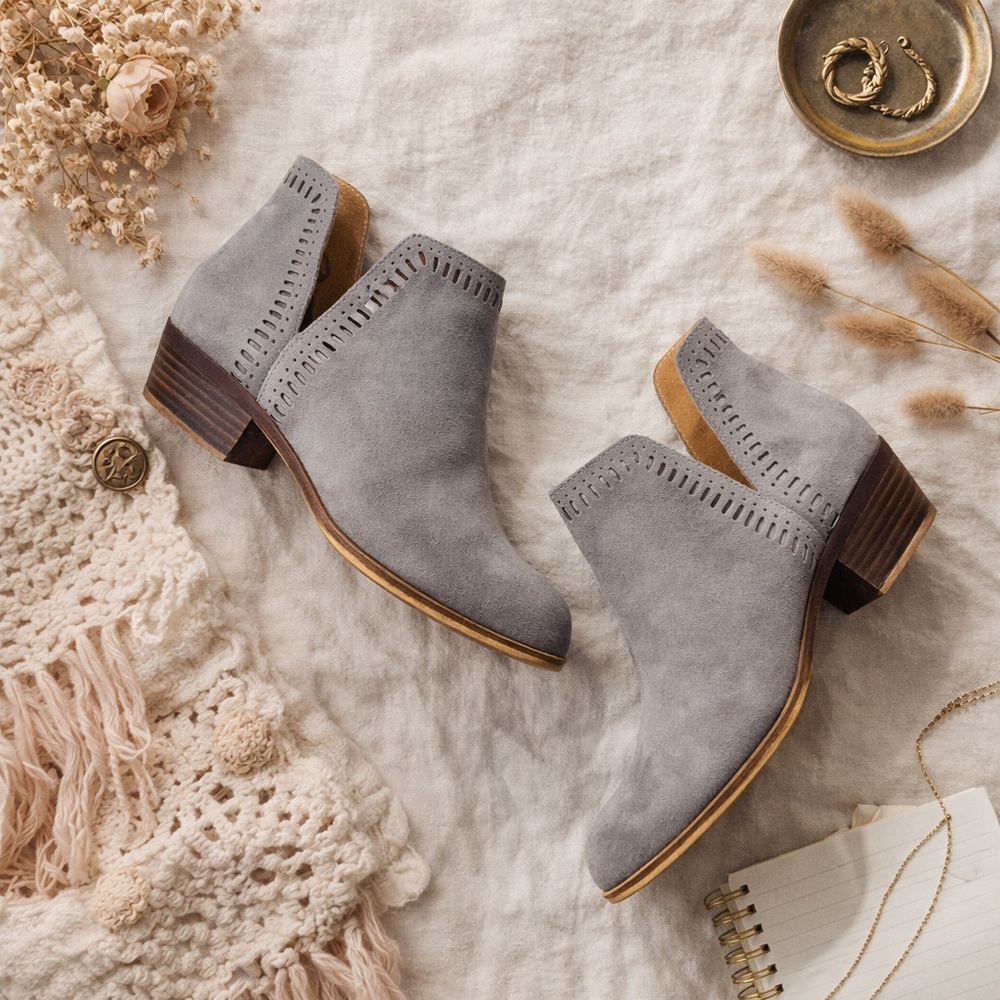Lucky Brand Gray Suede Ankle Booties